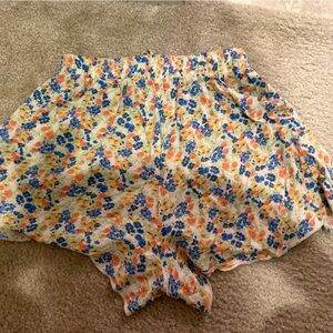 Francesca's Floral Cropped Top in Blue, Pink, Green